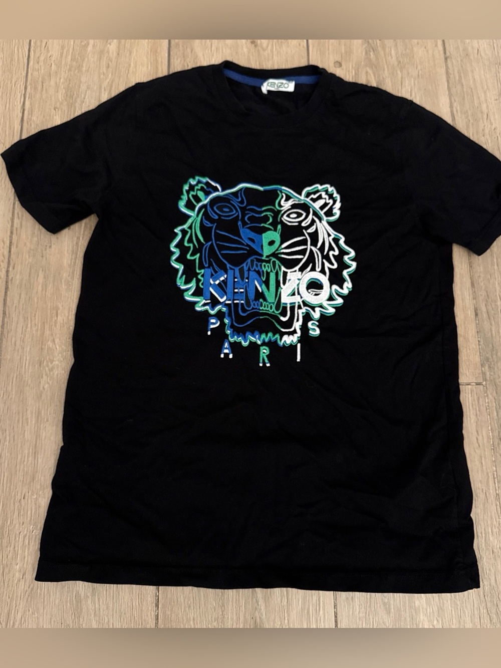 KENZO PARIS - Tiger Graphic Cotton T Shirt Men's Medium Black - Vintage